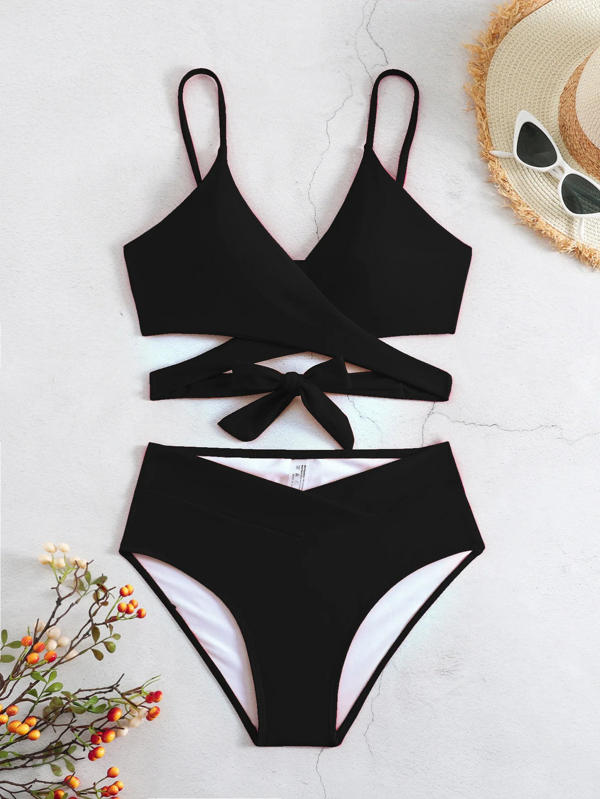 Cross Wrap High Waist Bikini Sets Sexy Red Brazilian Biquini Swimsuit Two Pieces Swimwear Women 2024 Bathing Suits Beach Wear