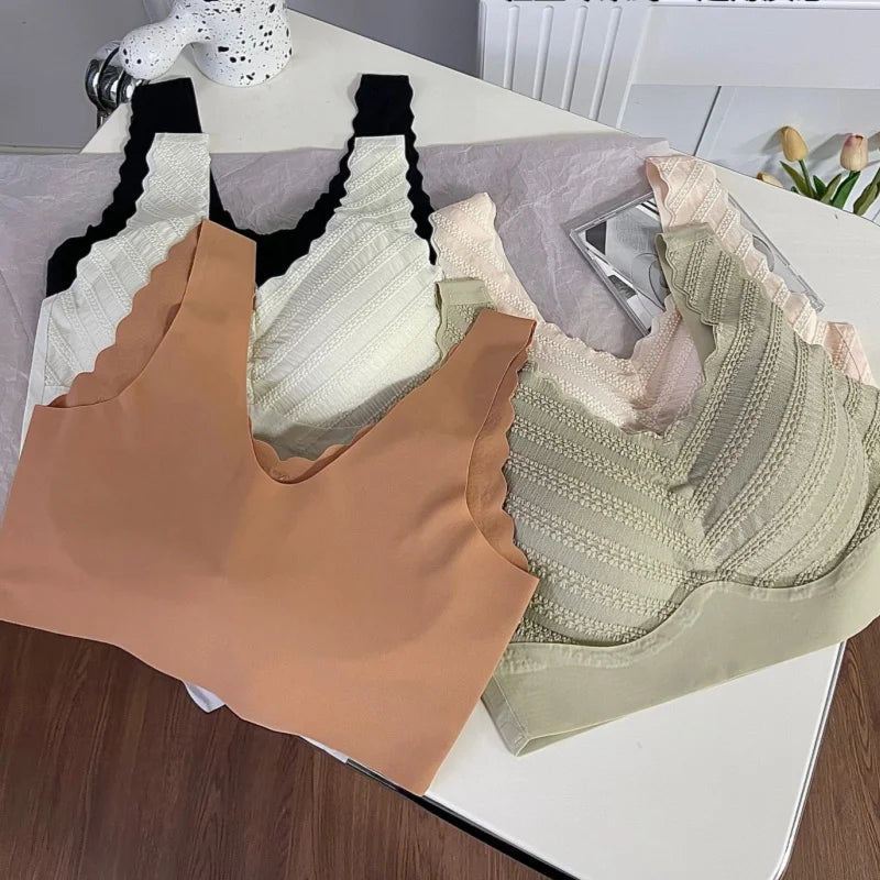 Women Wireless Bras Sports Tank Bra Sexy Lingerie Female Crop Top Soft Padded Wide Straps Brassiere Plus Size Intimates M-3XL