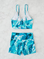 2024 Separate Swimsuit Tie Dye Print Bikini Bathing Suit Women Tankini Set Drawstring Two-Piece Suits Shorts Swimwear Female