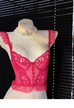 French Embroidery Lace Women's Bra Set Top Sweet Female Wedding White Bralette Vest Sexy Corset Bras Comfortable Intimates