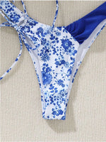 New Sexy Floral Print Bandeau Bikini 2024 Women Swimwear Female Swimsuit Two Pieces Thong Bikini Set Bather Tie Bathing Suit