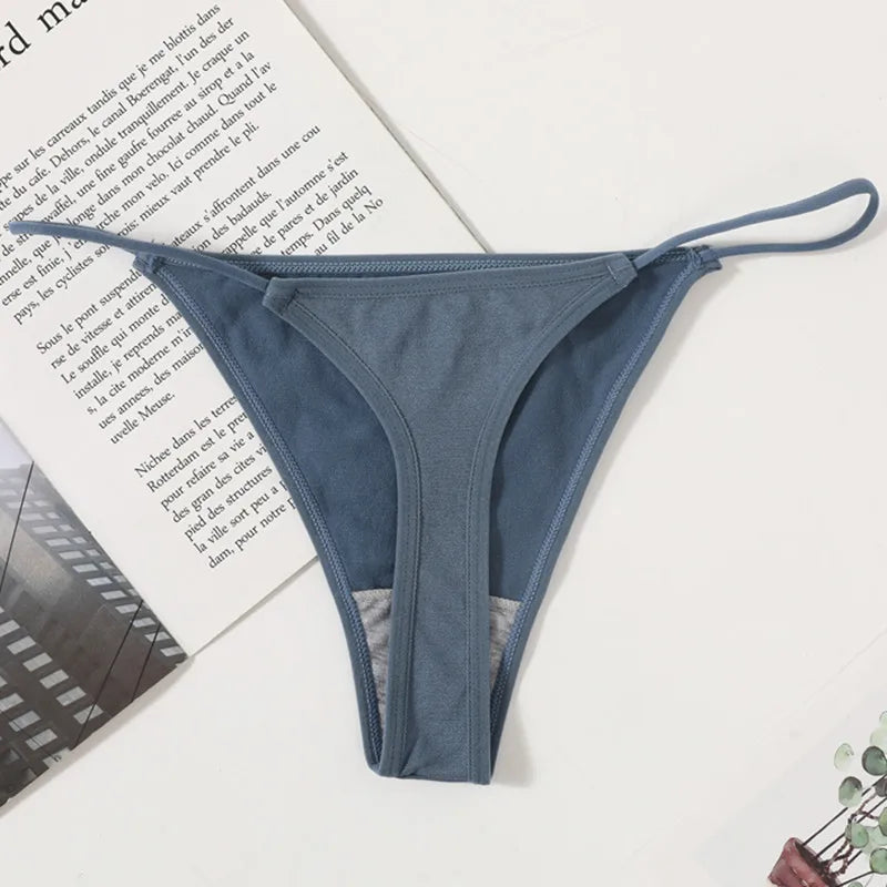 4Pcs/Set Women Panties Bikini G-String Seamless Underwear Sexy Lingerie Low Rise Solid Color T-back Female High Cut Panty