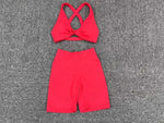 Seamless Yoga Fitness Sets Women High Waist Hip-Lifting Shorts & Sports Bra Workout for Running Gym