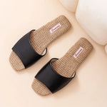 2026 New Breathable Linen Slippers For Women Men Spring Summer House Shoes Soft PU Leather Anti-slip Couples Home Floor Slides