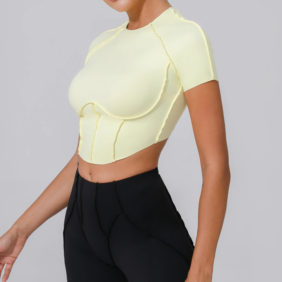 No Padded Women Yoga Sport T Shirts Fitness Clothes Short Sleeve Yoga Shirt Gym Top Running Active Wear Sport Tops