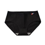 1 Pack Women's Ribbed Cotton Panties Stretchy Mid Rise Underwear Sexy Lingerie Breathable Japanese Style Multicolor Briefs M-XL