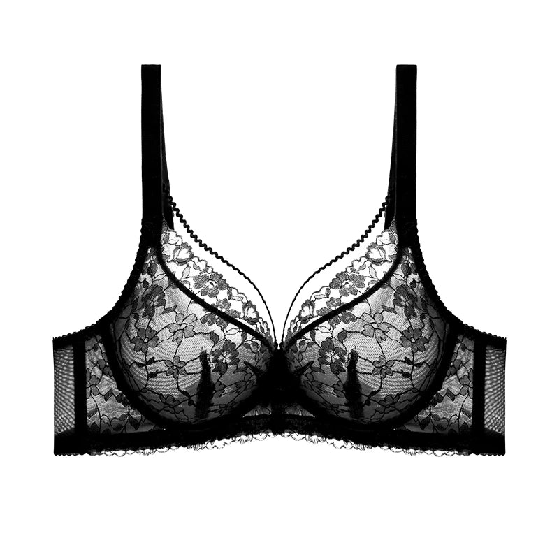 Top Up Minimizer Bra Thin Anti Sagging Unconstrained Gathered Lace Sexy Plus Size Bra SWD9042