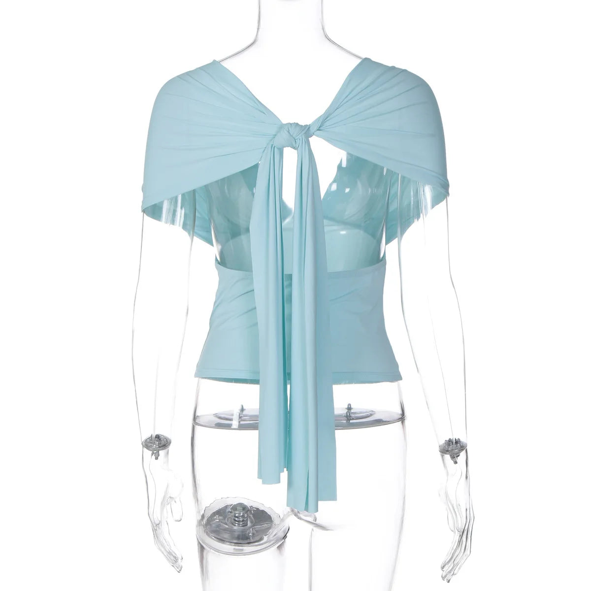 FDYOUI Chic Deep V-neck Bandage Crop Tops Women 2026 Summer Sexy Backless Solid Corset Ladies Lace-up Tunics T-shirt Streetwear