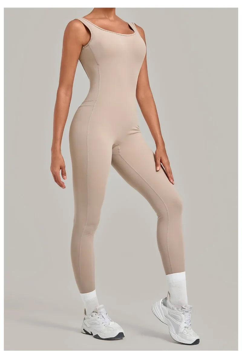 Women's Seamless Yoga Jumpsuits Fitness Sports Hip-lifting Beauty Back Sleeveless One-Piece Training Workout Running Bodysuits