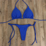 Women Thong Bikini Set Side Tie Sexy Swimsuit Bandage Style Brazilian Swimwear Woman Clothing Red/Blue/Black/White/Wine Red/Pink