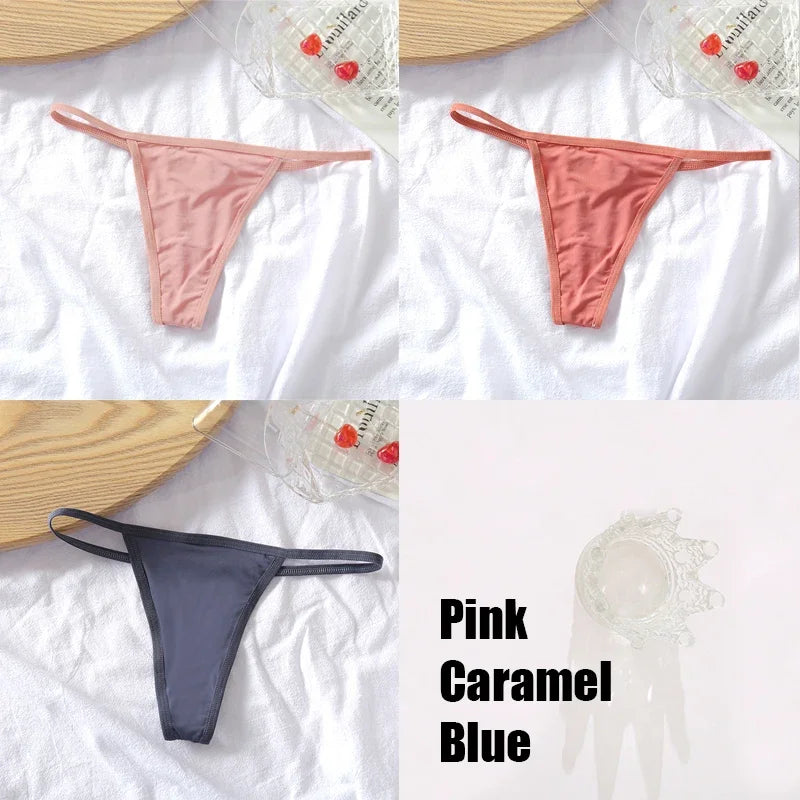 New 3PCS/Set Cotton Bikini Panties Women Sexy Solid Color Low Waist Thongs Female Breathable G-String Underwear Comfort Lingerie