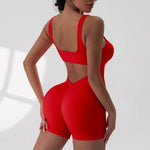 Women Short Sports Jumpsuit Sleeveless Sexy Backless Yoga Clothes Workout Cycling One-piece Suit Outdoor Recreation Bodysuits