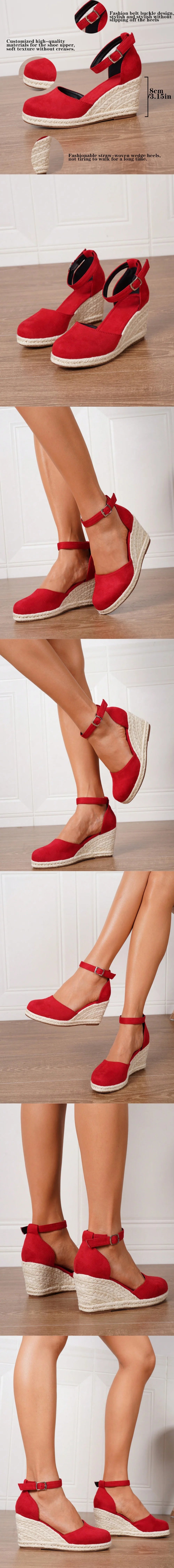 Big Size 43 Comfort Summer Office Lady Platform Shoes Espadrilles Shoes Women Leisure Cross Strap High Heels Wedges Pumps Woman
