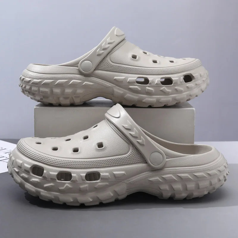 Men Summer Slippers Close Toe Leisure Clogs Soft EVA Anti-slip 2 Way Wear Shoes Couples Indoor Beach Slides Street Sandals