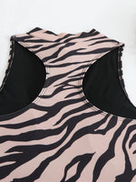 Zebra Print One Piece Swimsuit Woman High Neck Bodysuit Zipper Swimwear Beach Wear Leopard 2024 Bathing Suits Holiday Summer