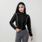 Women's Contrast Color High Elasticity Four-Way Stretch Full Zip Yoga Jacket Quick Dry Breathable Active Wear