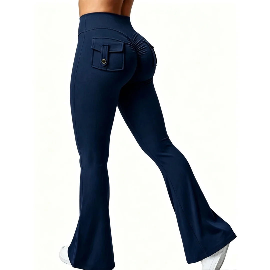 STOUREG Women Wide Leg High Stretch Yoga Leggings Naked Feeling Compression Fitness Workwear with Pockets Yoga Pant