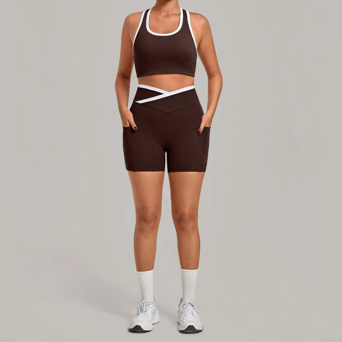 Women's Seamless Yoga Sets Sports Fitness High Waist Hip-lifting Shorts Back Beauty Sleeveless Suits Gym Training Workout Sets