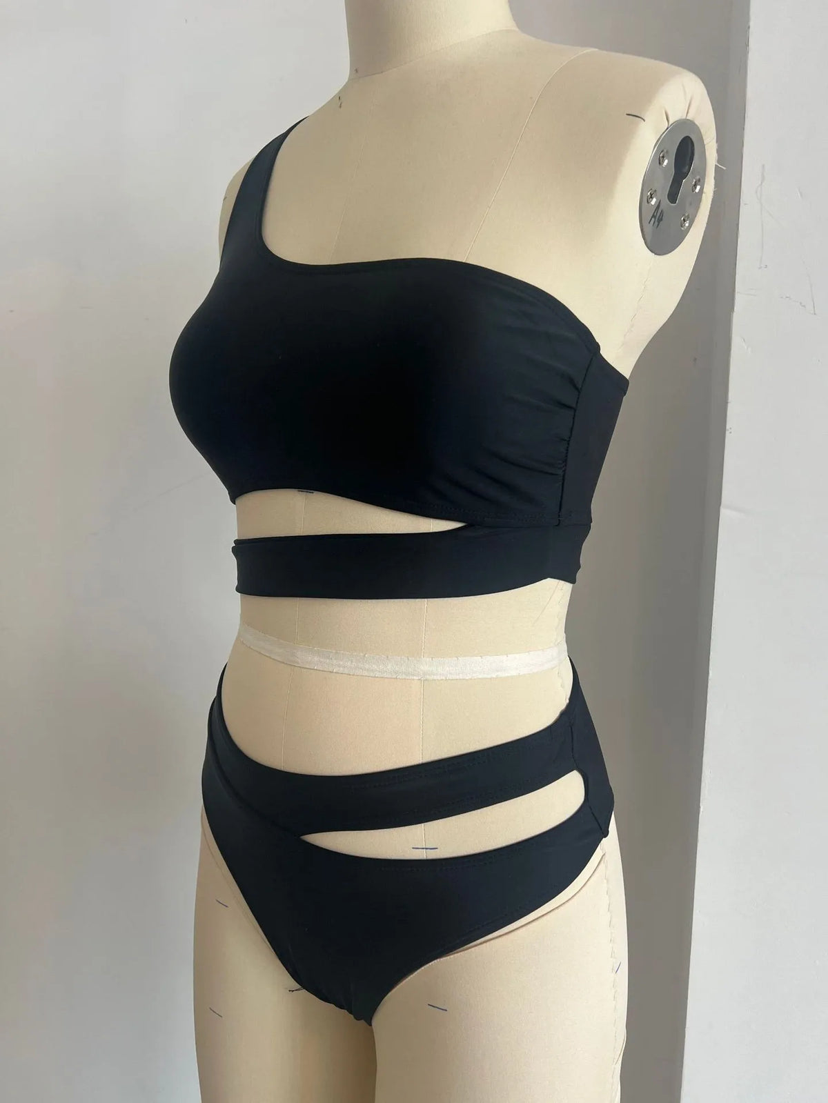 Woman 2026 Bikini One Shoulder Top Olive Green Bikinis High Waist Brief Side Cut Out Swimwear Solid Cropped Top Two Piece