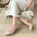 French High Heels Pink Toe Sandals Fairy Shoes 2026 Spring and Summer Stitching Skirt Pointed Shoes Single Shoes