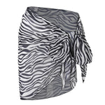 Women Sheer Wrap Cover Up Skirt Beach Wrap Bikini Leopard Print Zebra Stripes Beach Skirt For Swimwear Summer Bathing Suit
