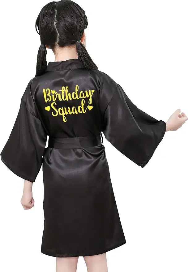 Birthday Squad Birthday Girl Princess Robe Spa Robes for Girls Party Satin Silk Kimono Robes Party Supplies