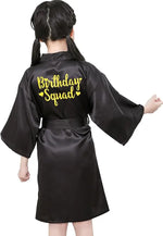 Birthday Squad Birthday Girl Princess Robe Spa Robes for Girls Party Satin Silk Kimono Robes Party Supplies