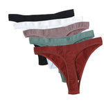 5Pcs/Set Women Brazilian Panties High Waist Thongs G-string Female Underpants Solid Color T-back Underwear Sexy Lingerie M-XL