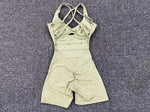 Adjustable double straps Open backV shape back design Scrunch butt No front seam Flatlock InseamRemovable pads BODYSUIT