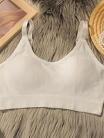 Women Ribbed U-Neck Cami Bra Adjustable Strap Padded Sports Bra Seamless Wireless Yoga Tank Top Comfort Daily Layering Lingerie