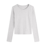 Women Long Sleeve T-shirt Crew Neck Tee Breathable Skin-friendly Basic Tee Autumn Winter Inner Wear Top