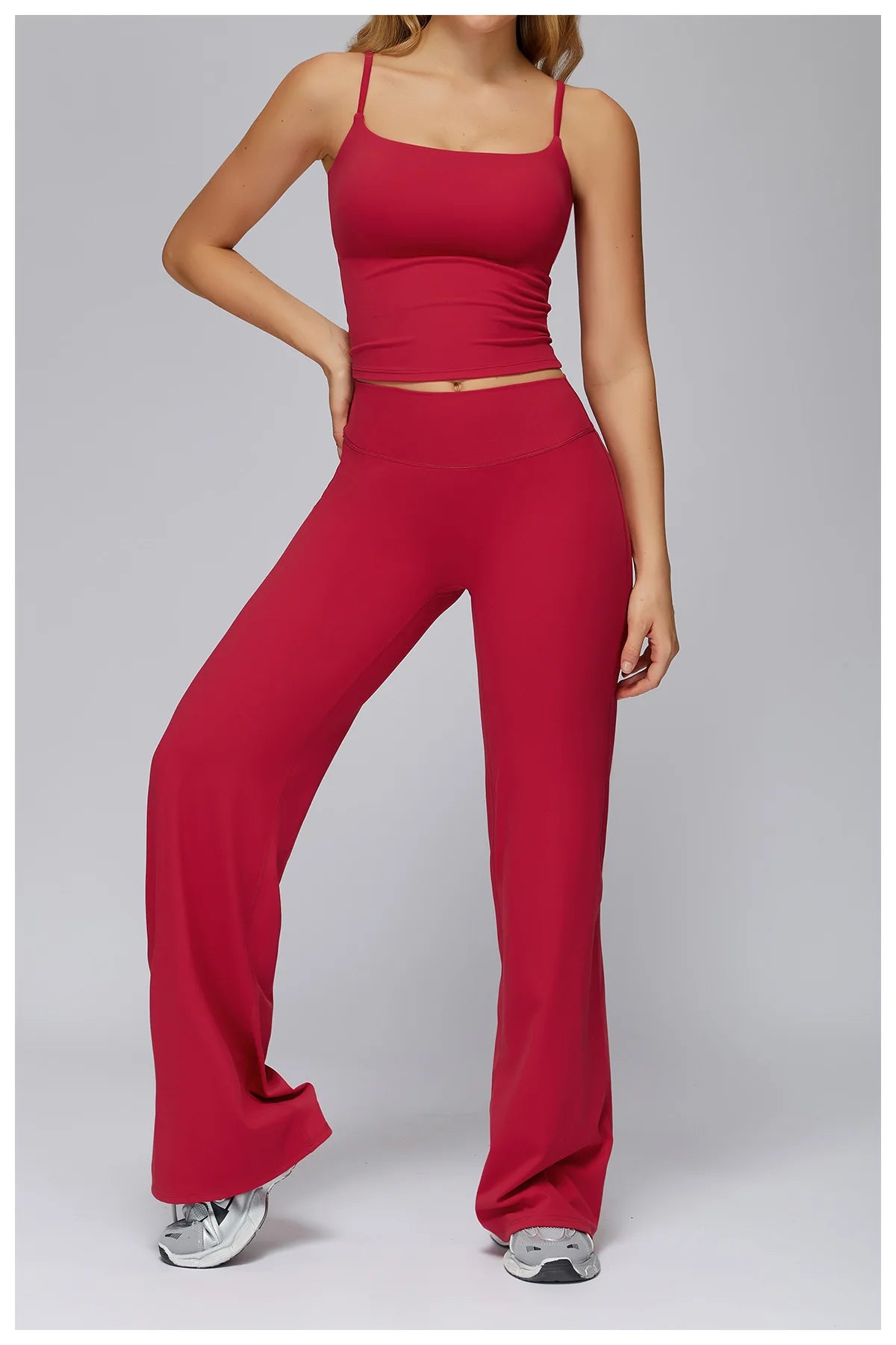 Yoga Suit Gym Fitness Set Hanging Neck Slim Sports Tank Top High Waist Wide Leg Pants Tracksuit Outdoor Running Athletic Wear
