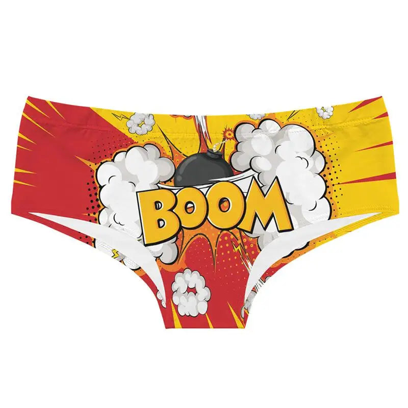 Seamless Milk Silk Lady Underpants Cartoon Santa Claus Reindeer Printed Women'sTriangle Pants Xmas Letter Print Panties