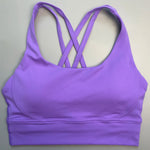 Solid Color Women Fitness Yoga Bra Top Soft Tight Comprehensive Training Jogging Gym Sports Underwear Cross Back With Chest Pad
