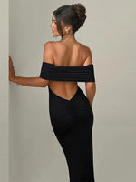 Temperament Slim Strapless Long Dress Women Solid Color Sexy Off-shoulder Backless Package Hip Sleeveless Club Party Dresses