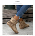 Vintage Women Boots Suede Ankle Boots Fringe Women Shoes Winter Boots Women Side Zipper Casual Shoes Ladies Snow Boot