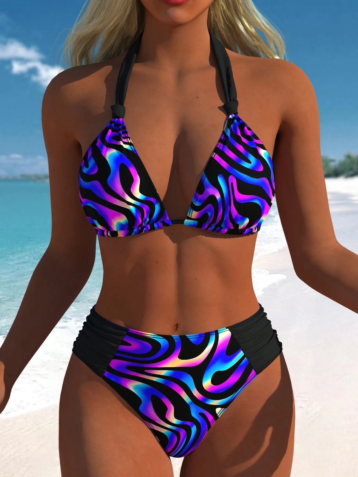 Vintage Black Polka Dot Print Bikini Set 2026 Women Tie Strap Push Up Bra Hollow Out High Waist Swimsuit Bathing Suit Swimwear