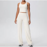 2PCS Yoga Set Women Tracksuit Nude Feeling Workout Sets Gym Clothes Push Up Fitness Running Sportswear Sport Straight tank suit