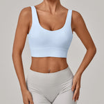 Running Sports Bra Women High Support Open Back Yoga Breathable Slim Fit Fitness Pilates Tank Top With Removable Pads