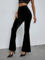 2026 Spring Fashion Velvet Pants Elegant Solid High-Waisted Slim-Fit Trousers Women's Flared Pants Streetwear Female Clothing