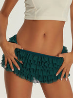 Women's Shorts Solid Color Chiffon Ruffle Layered Short Pants Elastic Waist Casual Bloomers Sexy Hot Shorts Loungewear