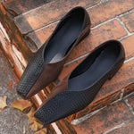 New Women's Shoes Fashion Square Toe Shallow Mouth Splice Slip-on Square Heel Single Shoes