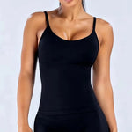 NCLAGEN Women's Pilates Tank Top Gym Clothes Yoga vest with built in bra Thin Strap Seamless Fitness Sportswear Workout Tops