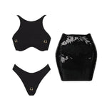 2026 2Pcs Sexy Women One Piece Swimsuit Female Swimwear Solid Biquini High Cut Monokini Push Up Swim Suits Bathingsuit Beachwear