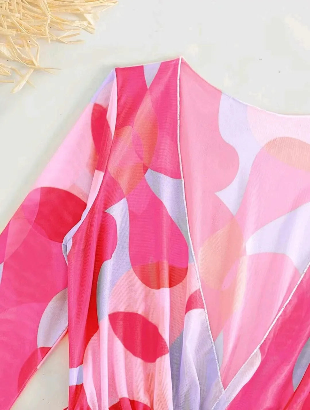 2024 New Swimsuit 3 Pcs Set Thong Bikini with Rompers Womens Jumpsuit Beach Wear Print Swimwear Sexy Bathing Suit Pool Beachwear