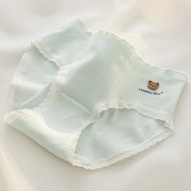 1/5PCS M-XL NEW Cute Cartoon Girl Student Underwear Cat Pants Mid-waist Graphene Cotton File Trackless Briefs Wholesale