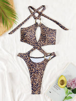 Halter Tummy Cut Out Backless Monokini Women Thong Swimwear One Piece Swimsuit Female High Leg Cut Bathing Suit Swim Bodysuit
