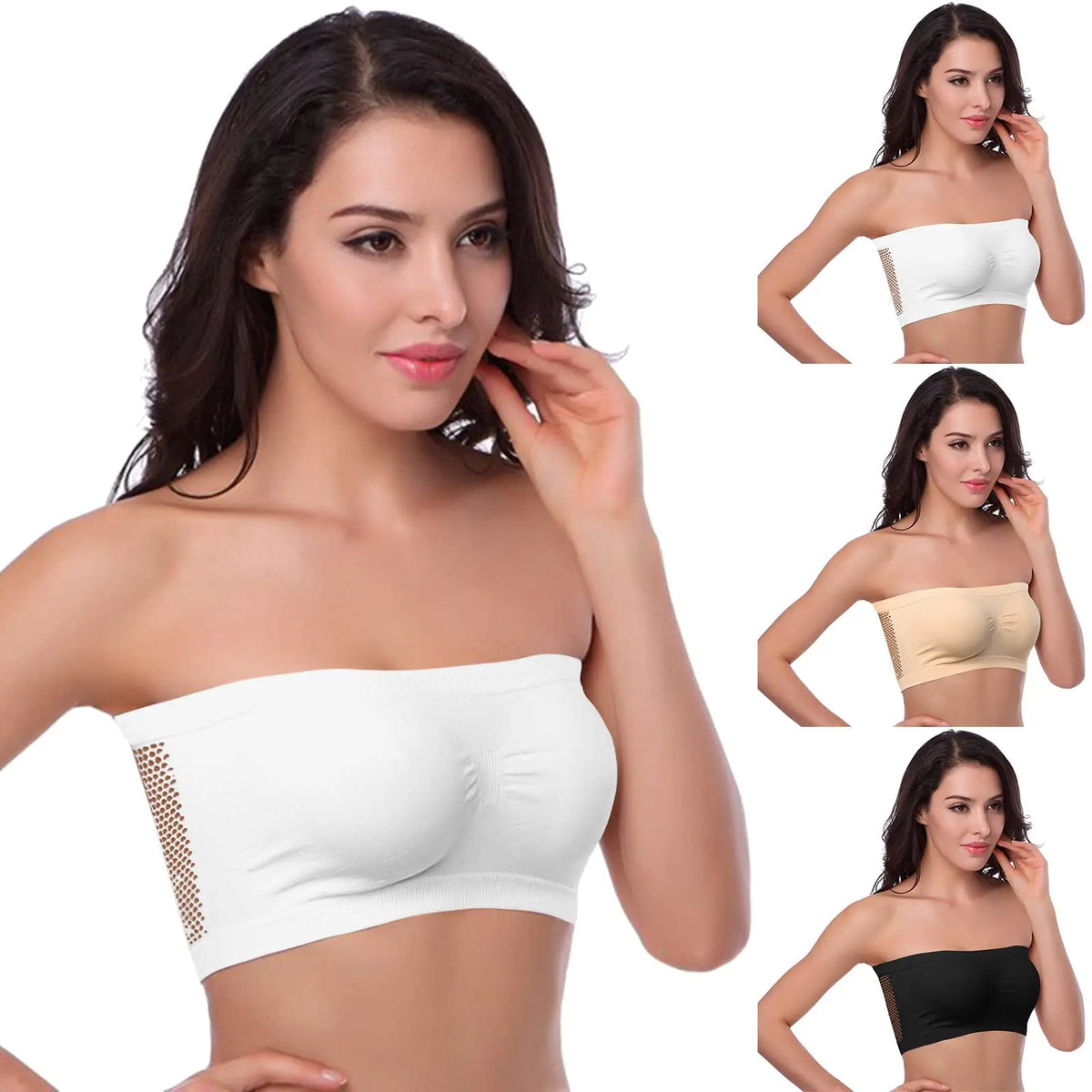 Women’s Strapless Seamless Tube Top Bra Anti-Slip Wireless Bandeau for Summer Outfit