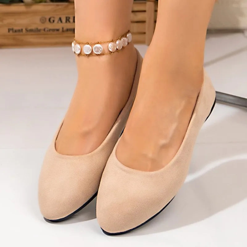 Women Suede Loafers Flat Heel Shallow Female Shoes Spring Summer Square Toe Basic Concise Women Pumps