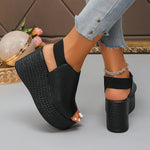 Fish Mouth Leopard Fashion Casual Wedge Heel Slippers for Women's 2026 Summer New Open Toes Breathable Comfortable Beach Sandals